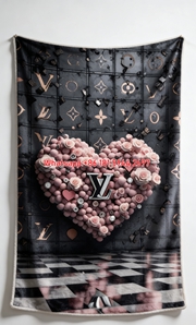 LV Rose Heart Luxury Blanket Monogram Pink Heart LV Throw IMG_3243